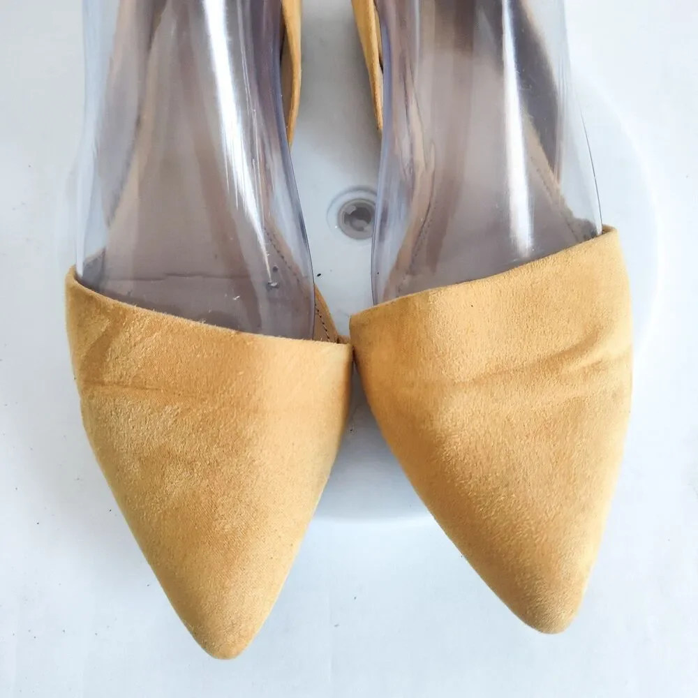 J. Crew‎ D'Orsay Shoes Flats Size 8 Zoe Pointed Toe Sueded Preppy Mustard Yellow